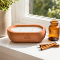 Load image into Gallery viewer, Alma Cinnamon Drift hand-cast stone soy candle by Texan Crafts