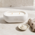 Load image into Gallery viewer, Alma Driftwood Cream hand-cast stone soy candle by Texan Crafts