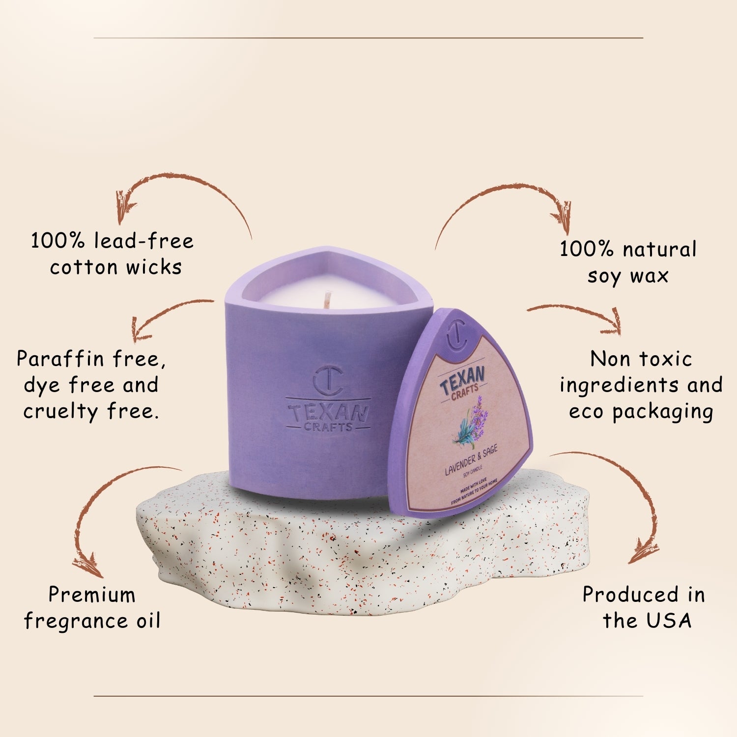 Lavender And Sage scented Soy Candle | Mica Collection