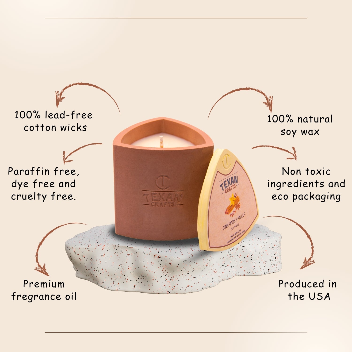 Cinnamon Vanilla scented Soy Candle | Mica Collection