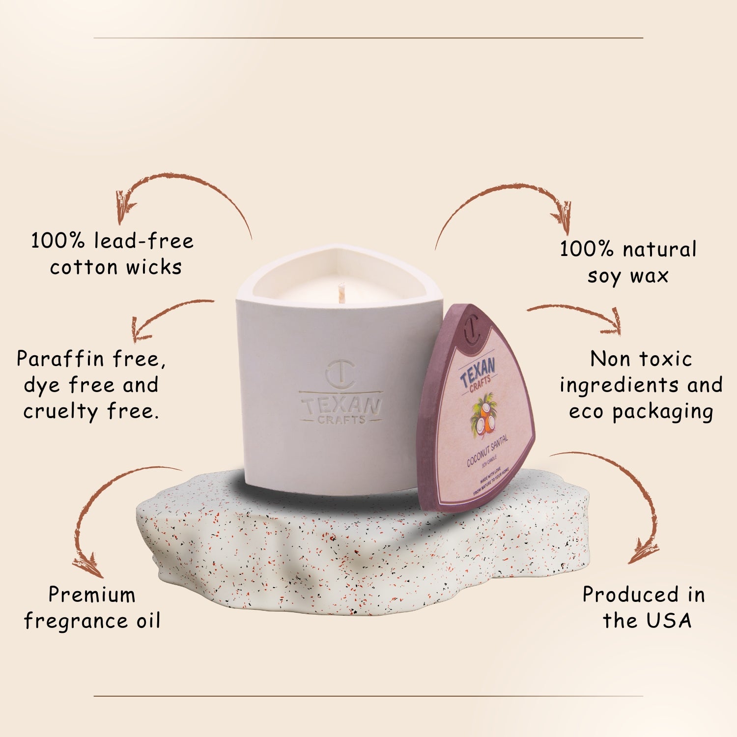Coconut Santal scented Soy Candle | Mica Collection