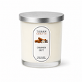 Load image into Gallery viewer, Candle with a label reading 'Texan Crafts Cinnamon Drift' on a white background
