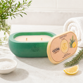 Load image into Gallery viewer, Alma Cedar Frost hand-cast stone soy candle by Texan Crafts
