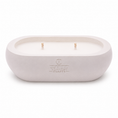Load image into Gallery viewer, Alma Driftwood Cream hand-cast stone soy candle — pale cream vessel with embossed Texan Crafts mark, on white
