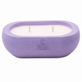Load image into Gallery viewer, Alma Spa Stone hand-cast stone soy candle — lavender vessel with embossed Texan Crafts mark, on white

