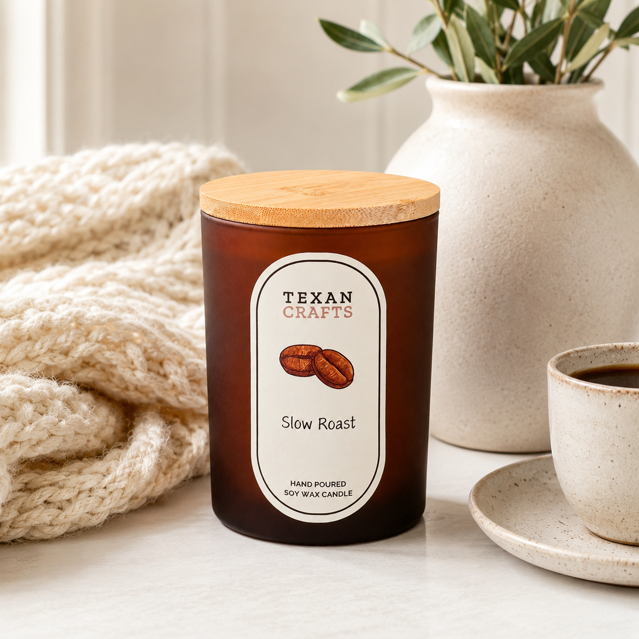 Luna Slow Roast hand-poured soy candle by Texan Crafts