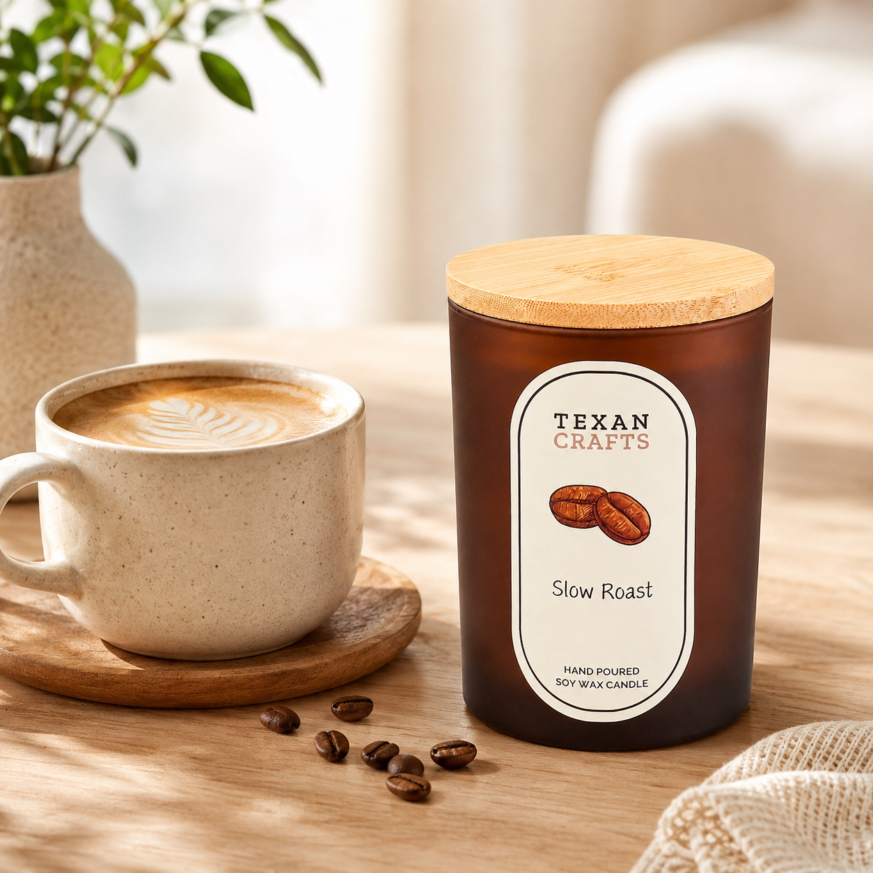 Luna Slow Roast hand-poured soy candle by Texan Crafts