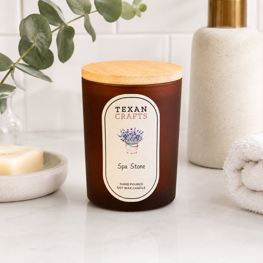 Luna Spa Stone hand-poured soy candle by Texan Crafts
