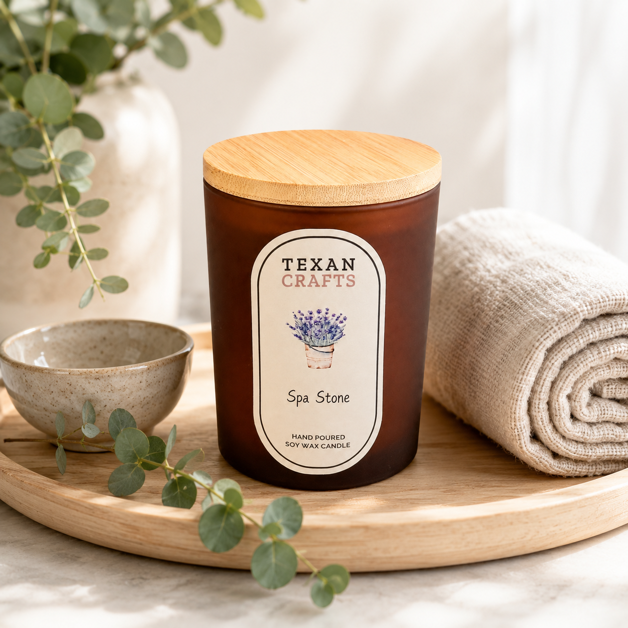 Luna Spa Stone hand-poured soy candle by Texan Crafts