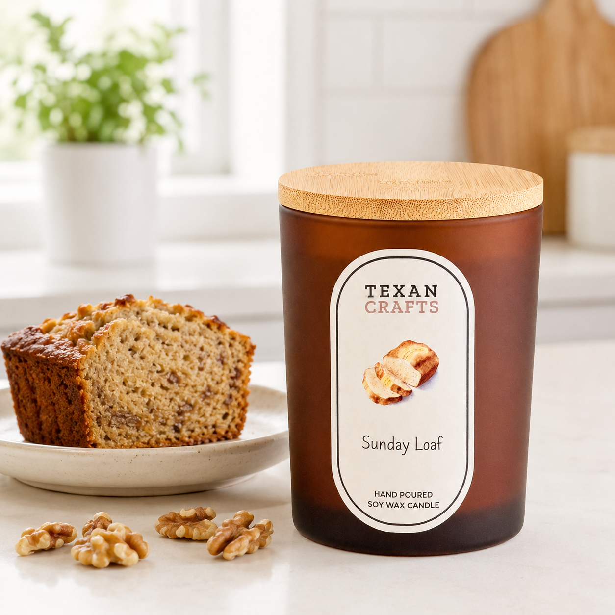 Luna Sunday Loaf hand-poured soy candle by Texan Crafts