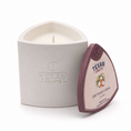 Load image into Gallery viewer, Mica Driftwood Cream hand-cast stone soy candle — pale cream vessel with embossed Texan Crafts mark, on white
