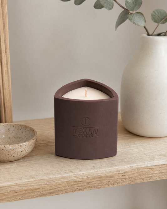 Mica Slow Roast hand-cast stone soy candle by Texan Crafts