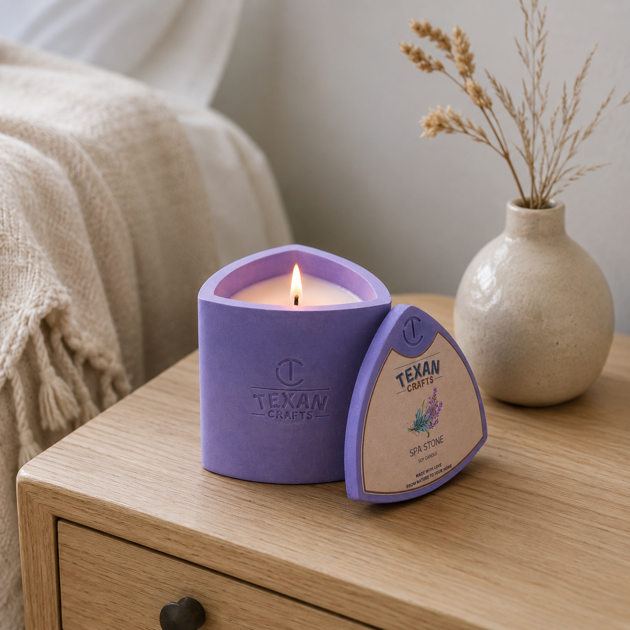 Mica Spa Stone hand-cast stone soy candle by Texan Crafts