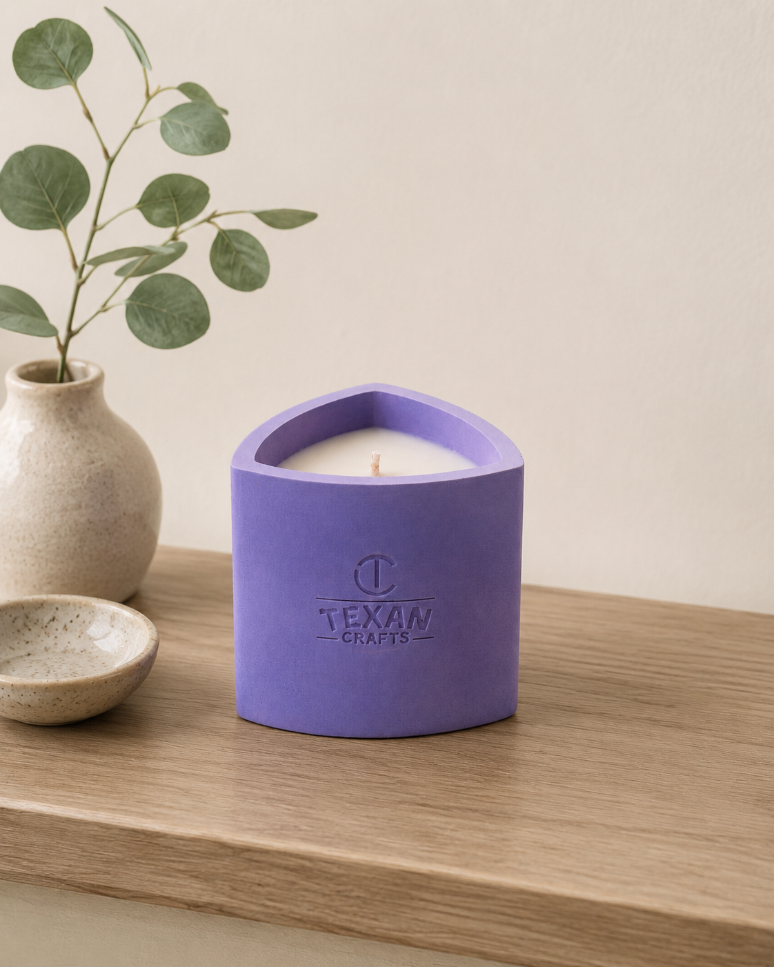 Mica Spa Stone hand-cast stone soy candle by Texan Crafts