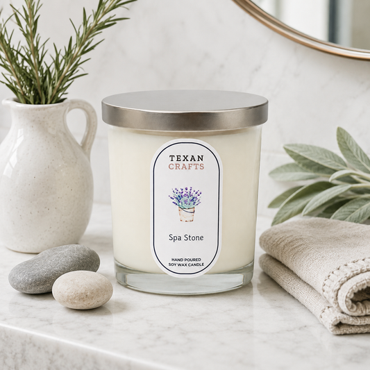 Stella Spa Stone hand-poured soy candle by Texan Crafts
