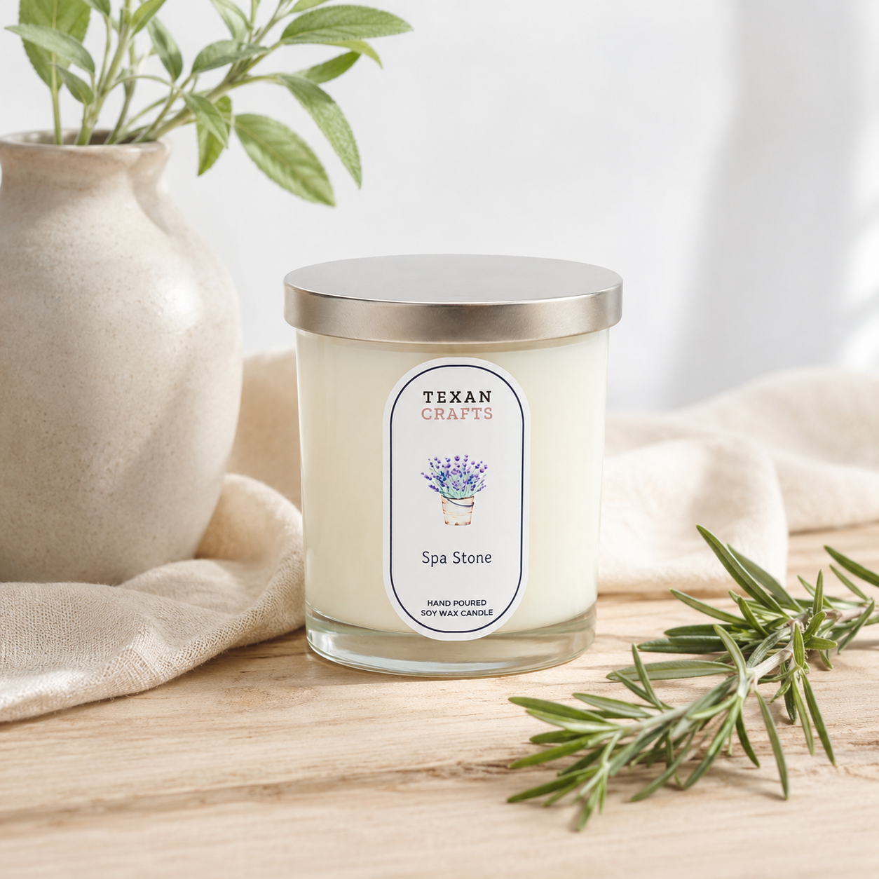 Stella Spa Stone hand-poured soy candle by Texan Crafts