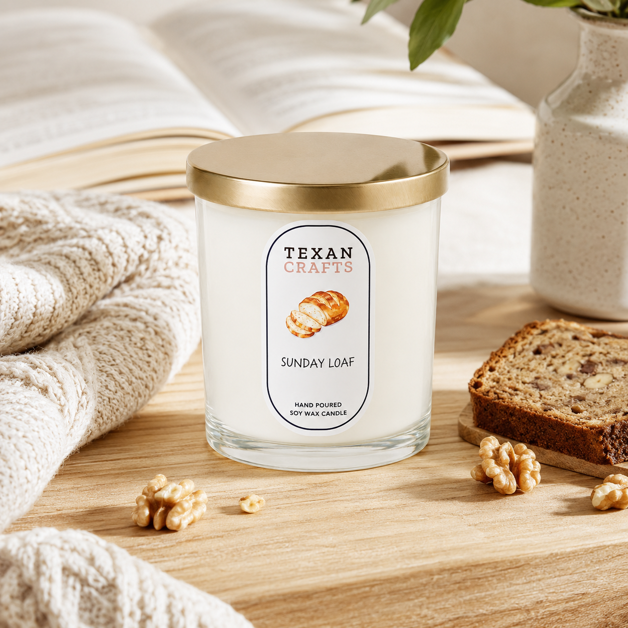 Stella Sunday Loaf hand-poured soy candle by Texan Crafts